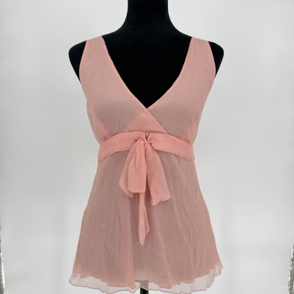 Vintage Y2K J.Crew Blush Pink 100% Silk Low V-Neck Cami Top Dainty Feminine‎ 10